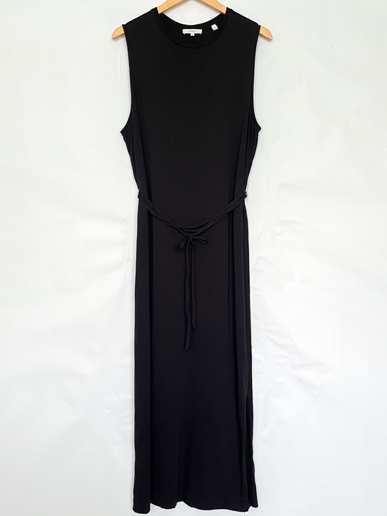 Vince Dresses & Skirts - Vince Pima Cotton Maxi Dress Sleeveless Tie Waist Midi Sheer Women Size XL Black